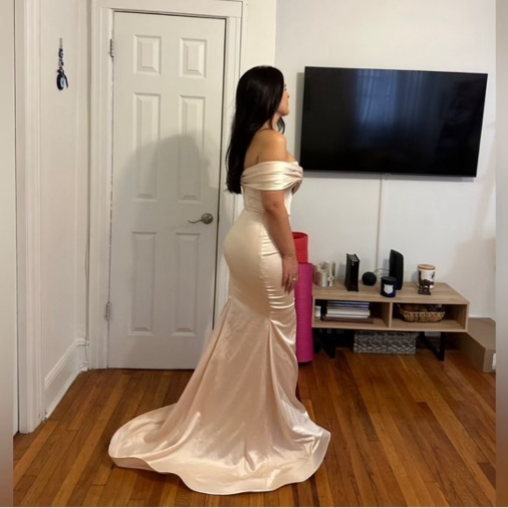 Satin bridesmaids dress, custom made in Europe.